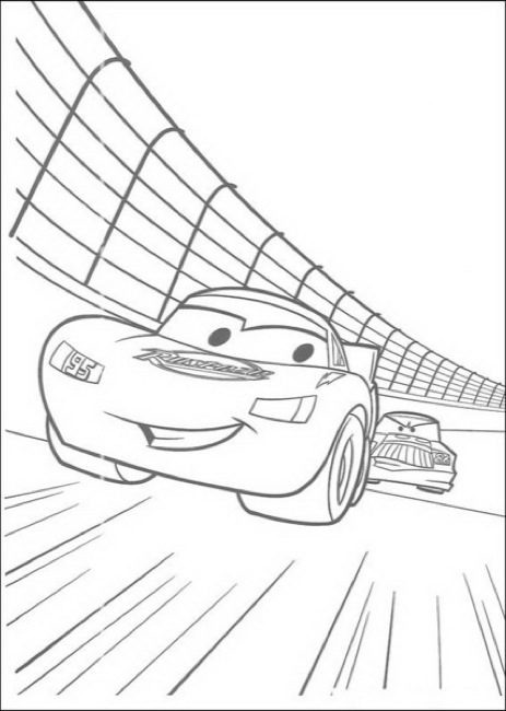 cars lightning mcqueen and chick hicks printable coloring