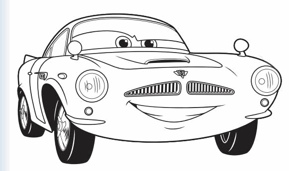 Cars 2 Finn Mcmissile Smiling Printable Colouring Pages 