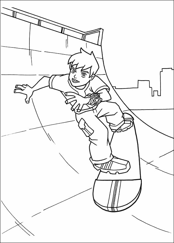 ben-10-on-a-skate-board-printable-coloring-pages