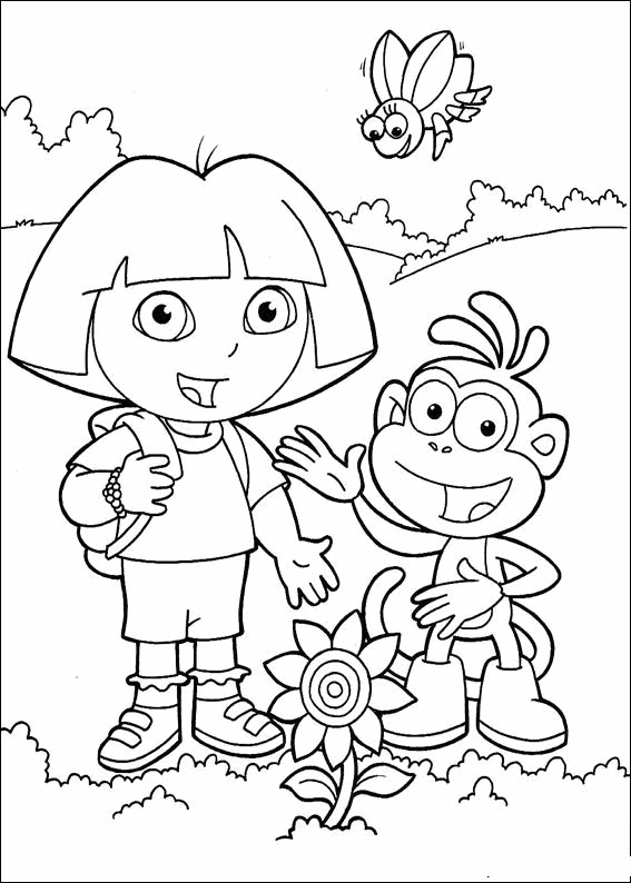 dora-the-explorer-and-boots-bumble-bee-printable-coloring-page