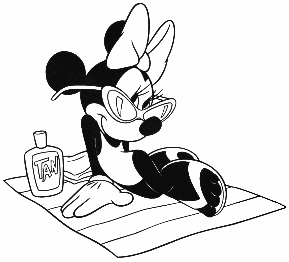 minnie-mouse-sun-tanning-at-the-beach-printable-coloring-page