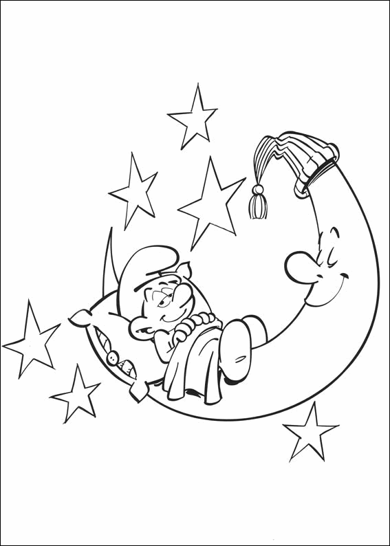 smurfs-sleeping-on-the-moon-printable-coloring-pages