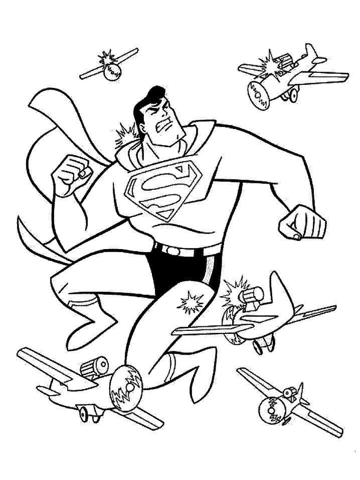 superman-attacked-by-airplanes-printable-coloring-page