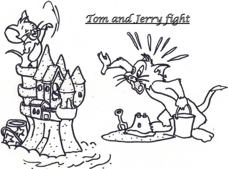 tom-and-jerry-at-the-beach-building-a-sand-castle-coloring-pages-printable-for-kids