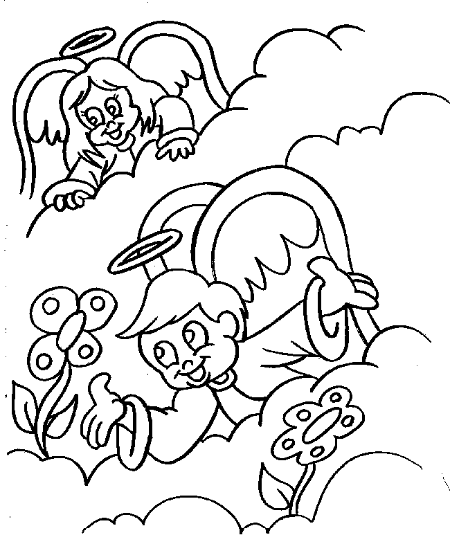 angel-baby-boy-and-girl-in-heaven-with-flowers-coloring-page-for-kids-printable