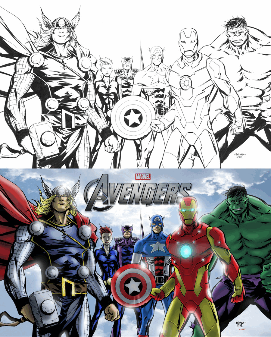 marvel-superheroes-avengers-standing-ready-double-coloring-page-for-kids-printable