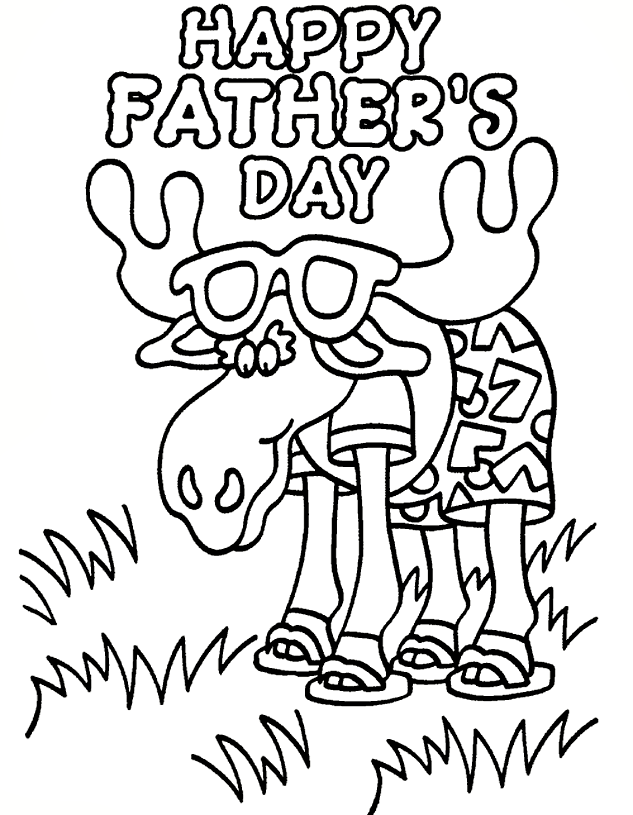 happy-fathers-day-moose-with-sunglasses-coloring-page-for kids-printable