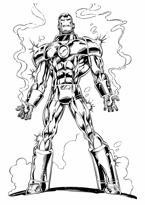 Marvel Superhero Iron Man 3 with Burning Hands Colouring ...