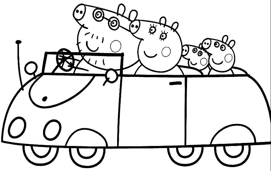 peppa-pig-and-family-driving-coloring-page-for-kids-printable