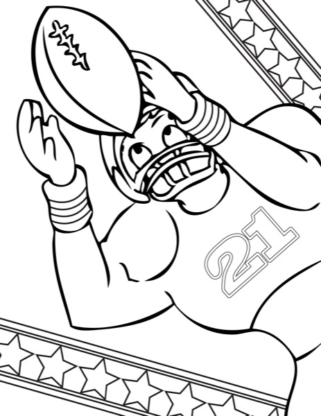 football wide receiver coloring page for kids