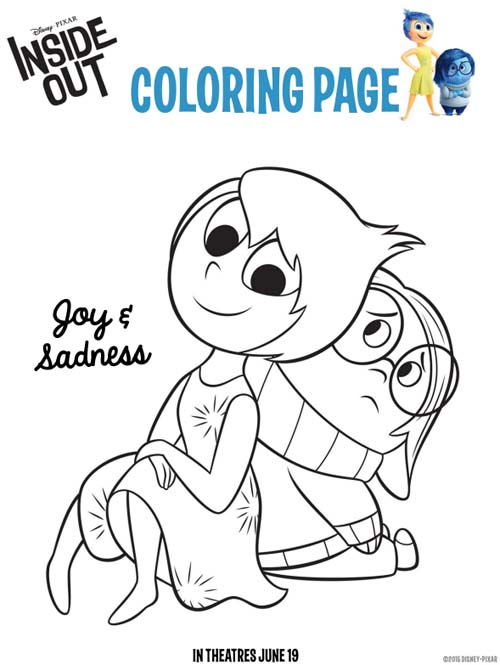 inside out joy and sadness colouring page for kids