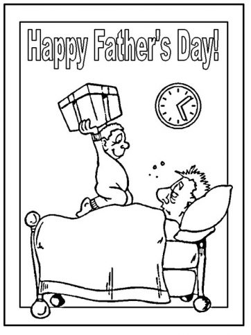 happy fathers day coloring page with father and son