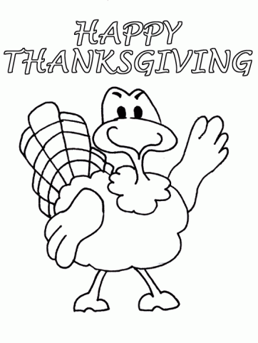Happy Thanksgiving Turkey Day Coloring Page